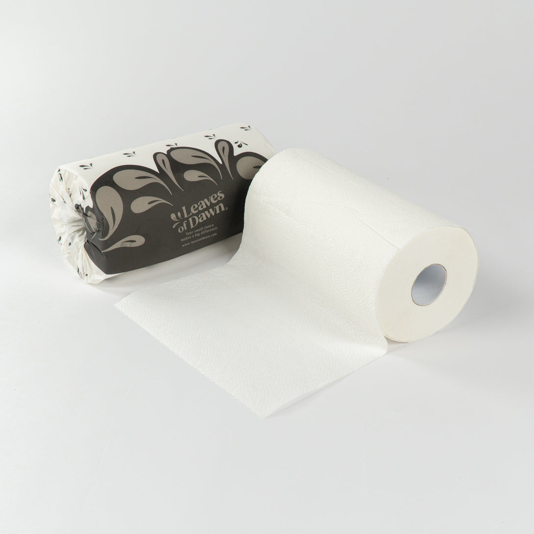 Leaves of Dawn bamboo paper towels, an eco-friendly and ultra-absorbent solution for a clean home.